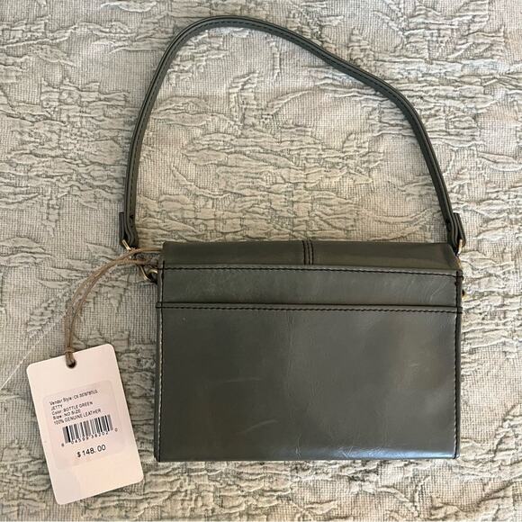 HOBO Jetty Leather Convertible Wallet Clutch Wristlet Bag Bottle Green - Picture 8 of 14